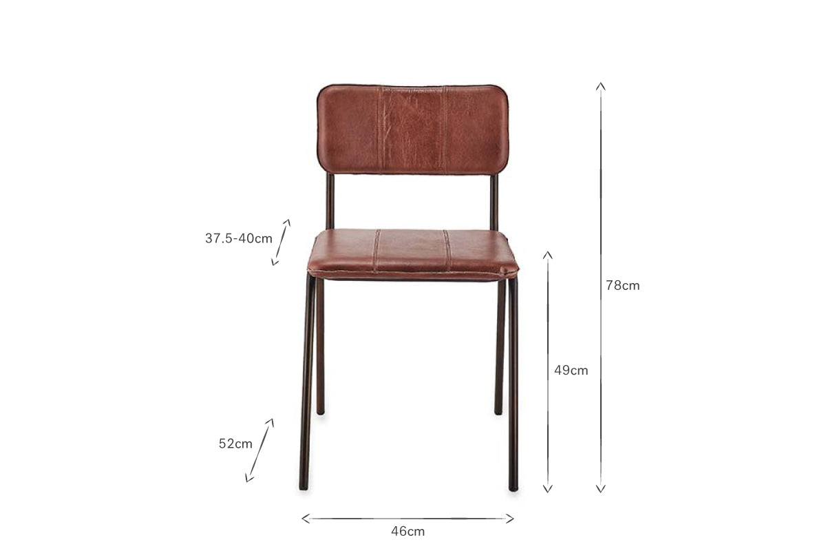 Ukari Leather Dining Chair - Chocolate Brown