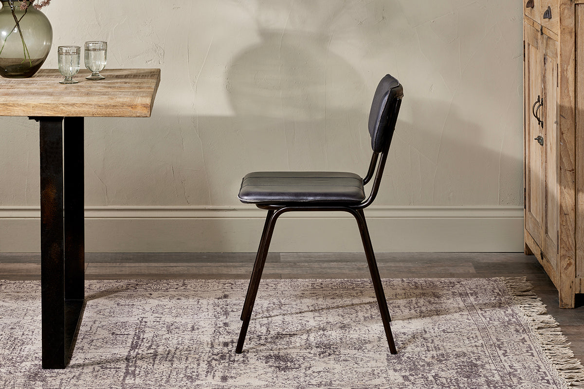 Ukari Leather Dining Chair - Aged Black-nkuku