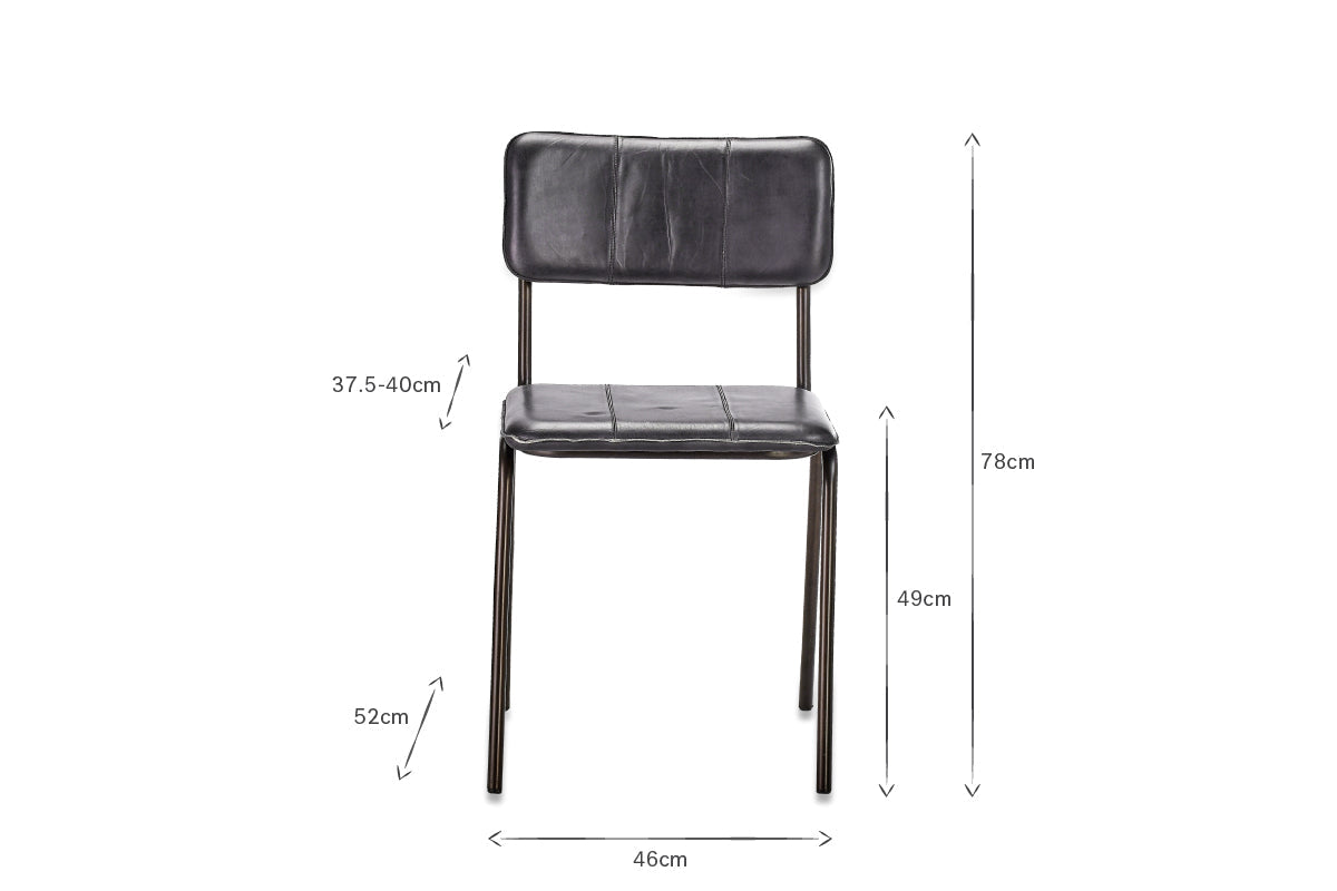 Ukari Leather Dining Chair - Aged Black-nkuku