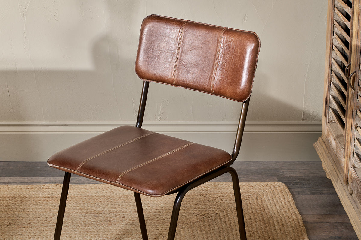 Ukari Leather Dining Chair - Chocolate Brown-nkuku