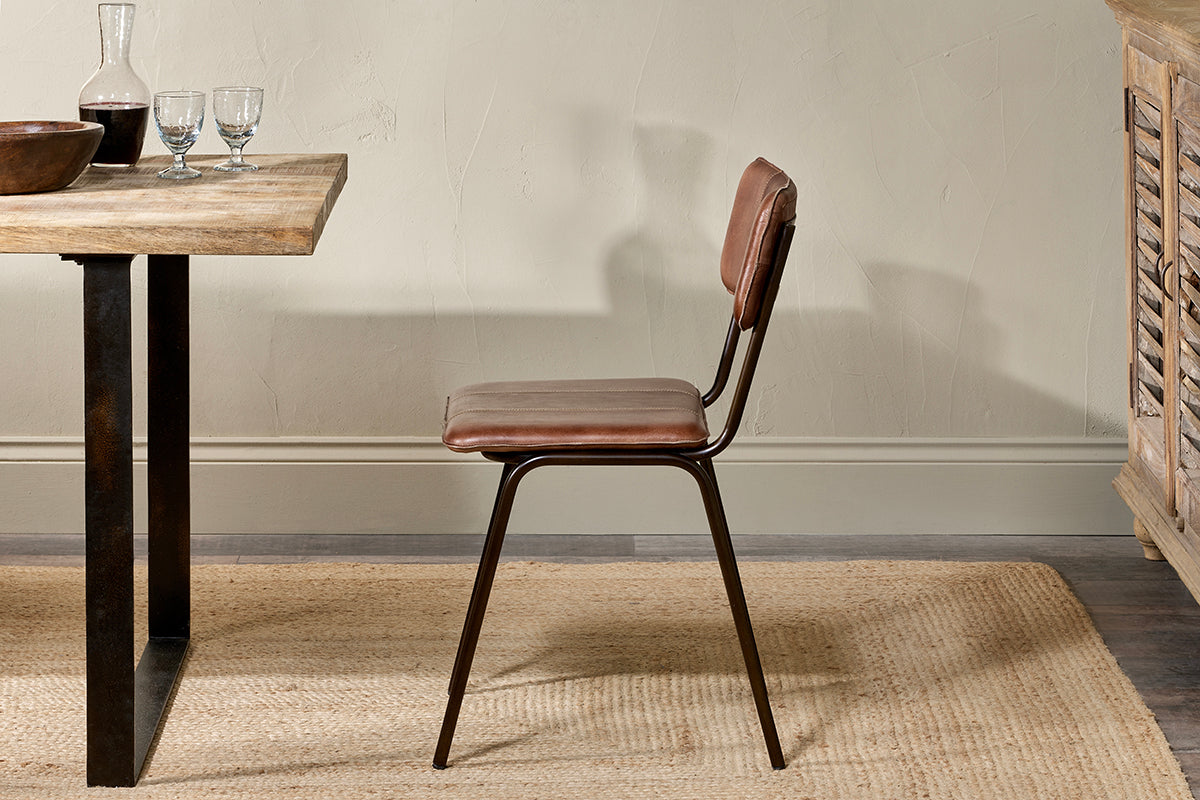 Ukari Leather Dining Chair - Chocolate Brown-nkuku