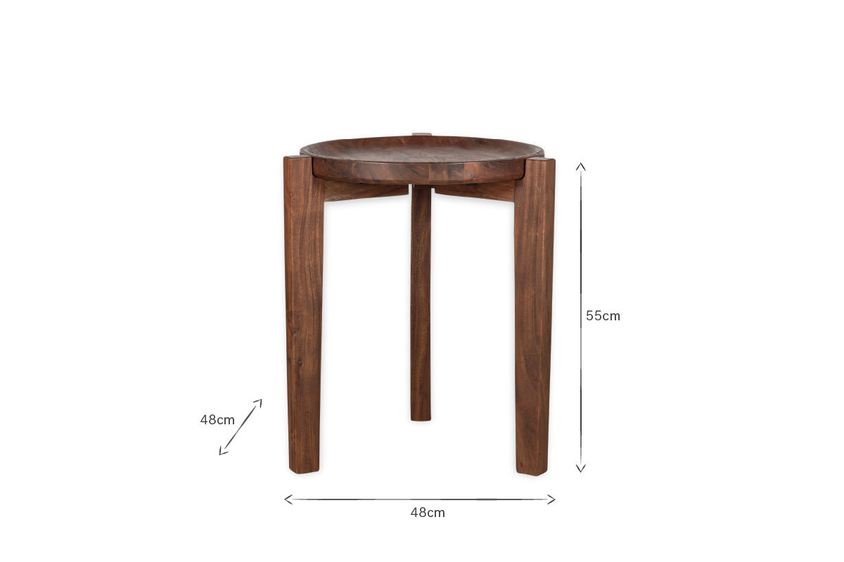 Umar Acacia Side Table - Dark Brown- nkuku