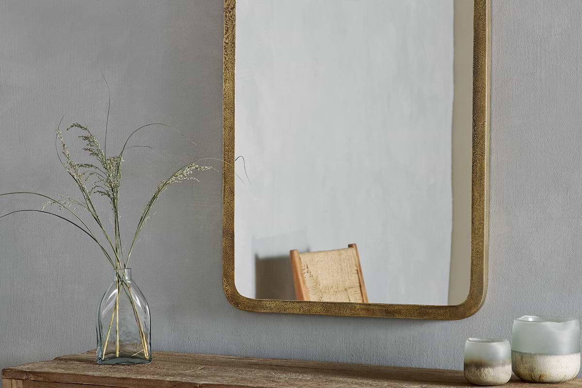 Ungura Rounded Mirror - Antique Brass - Large-nkuku