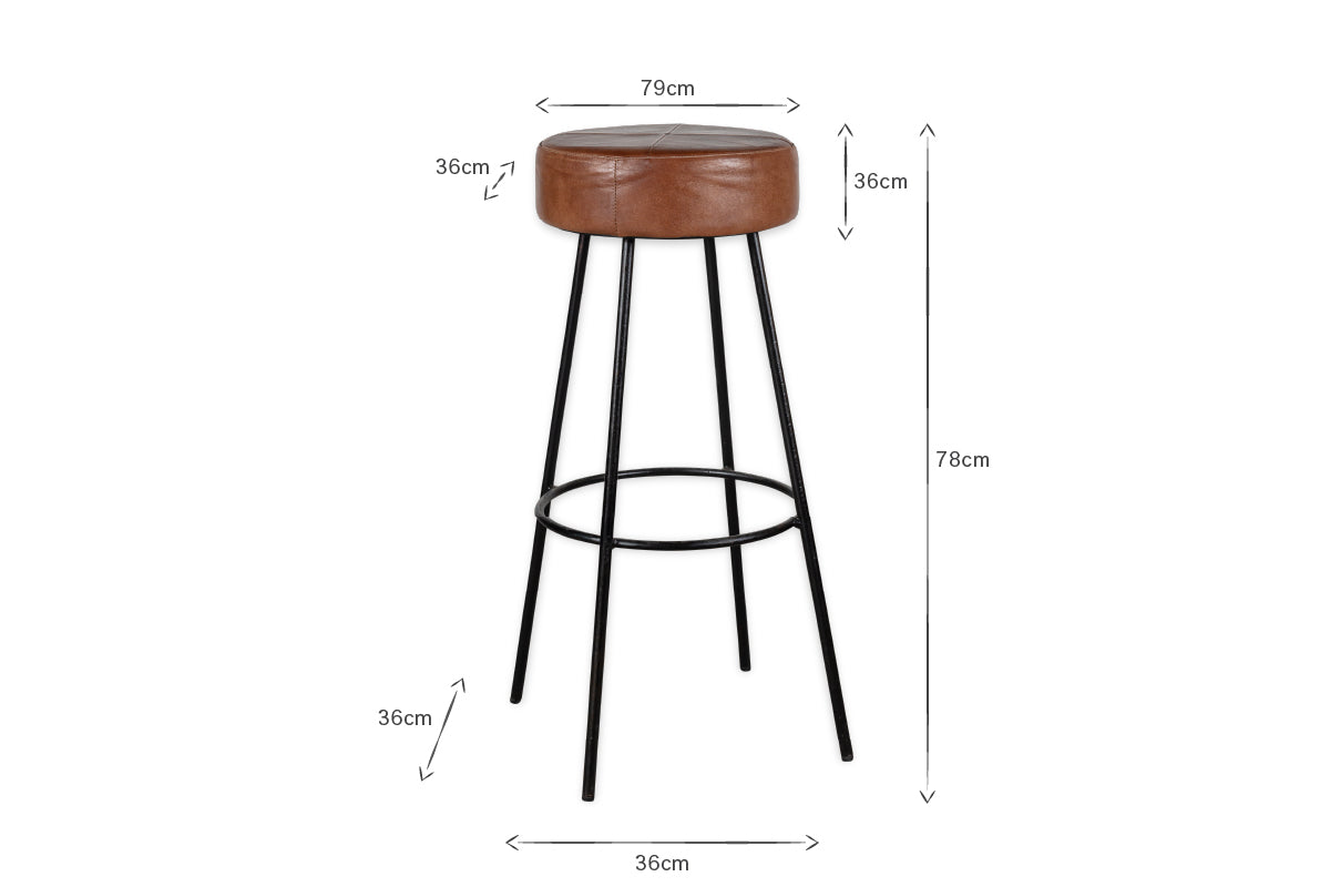 Veer Leather Counter Stool - Aged Tan-nkuku