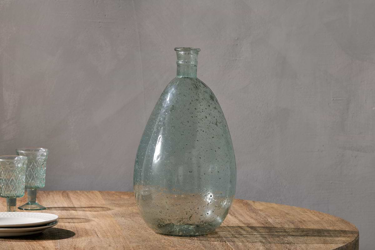 Virya Recycled Glass Vase - Pale Blue-nkuku