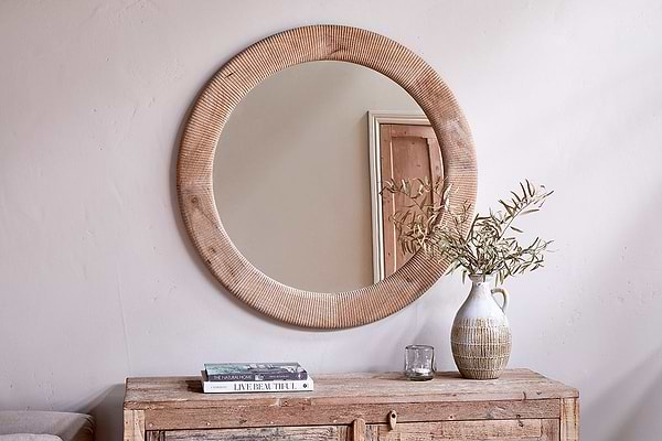 Vivan Grooved Wood Mirror - Natural-nkuku