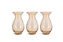 The Bapti Bud Vases by nkuku come as a set of 3 in dusty terracotta, each with a wide flared rim, rounded body, and narrow base. Arranged side by side on a white background, their surfaces have subtle texture for added charm.