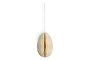 The Piani Hanging Paper Decoration - Cream (set of 4) by nkuku features beige, oval-shaped ornaments crafted from recycled paper—perfect textured accents for hanging against a plain white backdrop.