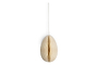 The Piani Hanging Paper Decoration - Cream (set of 4) by nkuku features beige, oval-shaped ornaments crafted from recycled paper—perfect textured accents for hanging against a plain white backdrop.