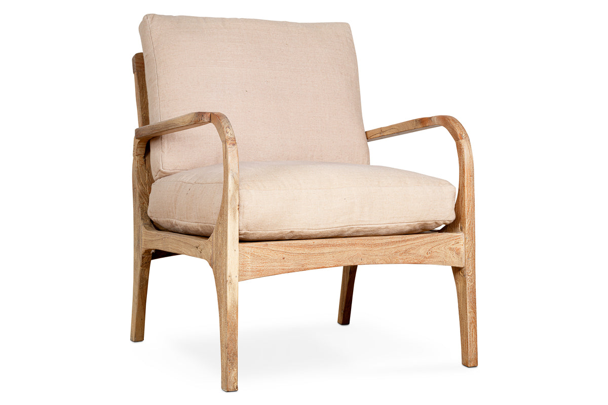 Jaya Acacia Wood & Linen Occasional Chair - Natural