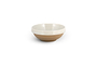 The nkuku Edo Cereal Bowl - Terracotta features a handcrafted design with a matte brown base and glossy white glazed rim and interior, highlighting minimalist style. Shown here on a white background.