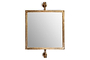 The nkuku Visala Swivel Wall Mirror in Antique Brass features a rectangular design, gold metallic frame, and two round mounts. Its clear reflective surface adds stylish elegance to any space.