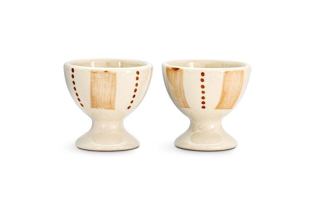Patthar Egg Cups - Cream & Clay - (Set of 2)