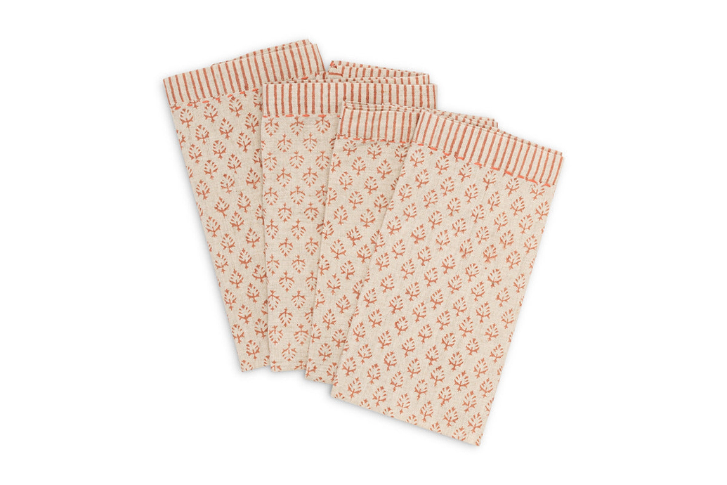 Peplu Block Print Napkin - Terracotta - Set of 4