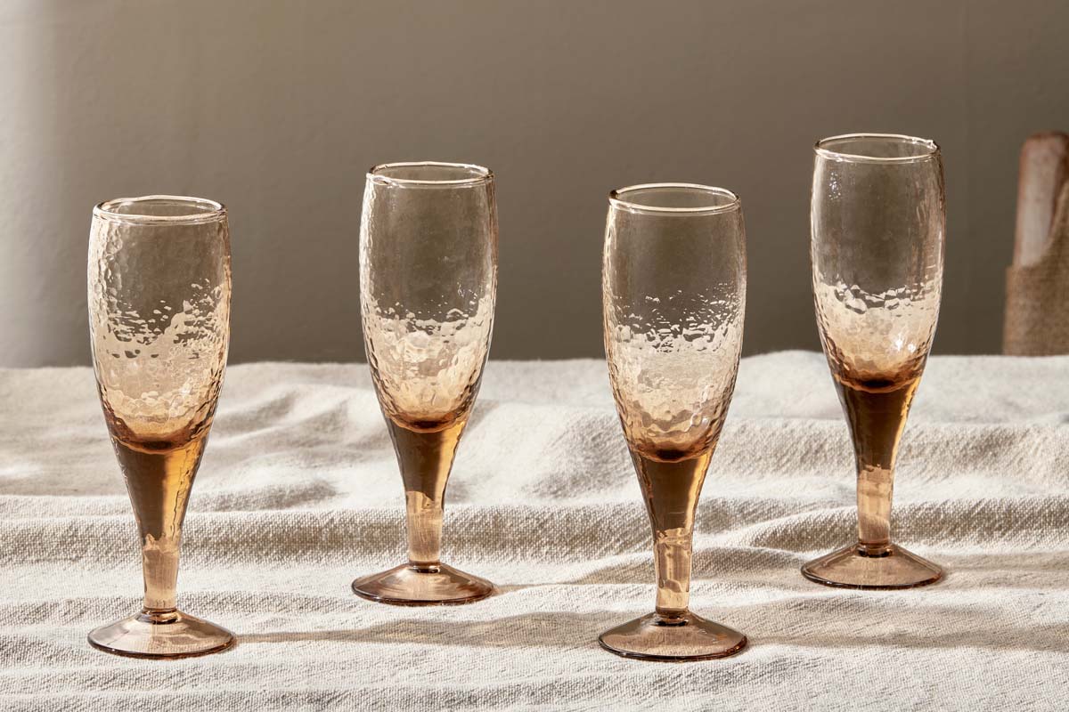 Yala Hammered Champagne Glass - Dusty Terracotta (Set of 4)