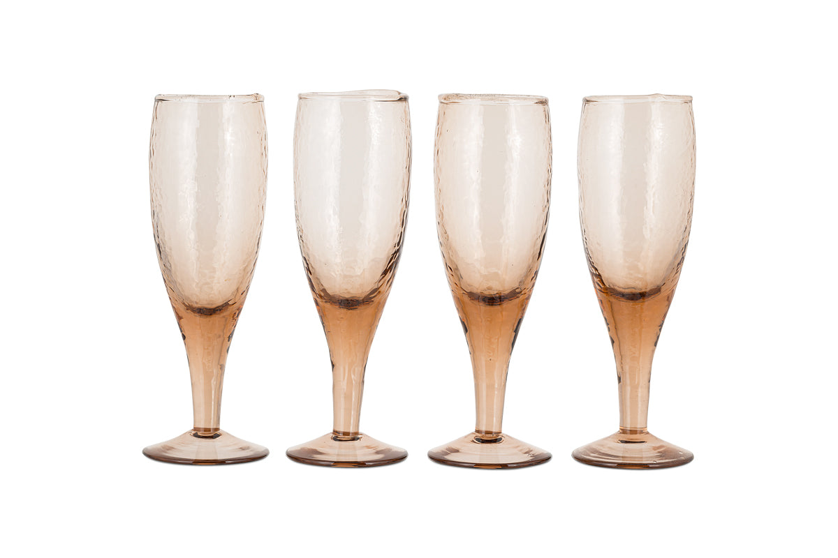 Yala Hammered Champagne Glass - Dusty Terracotta (Set of 4)