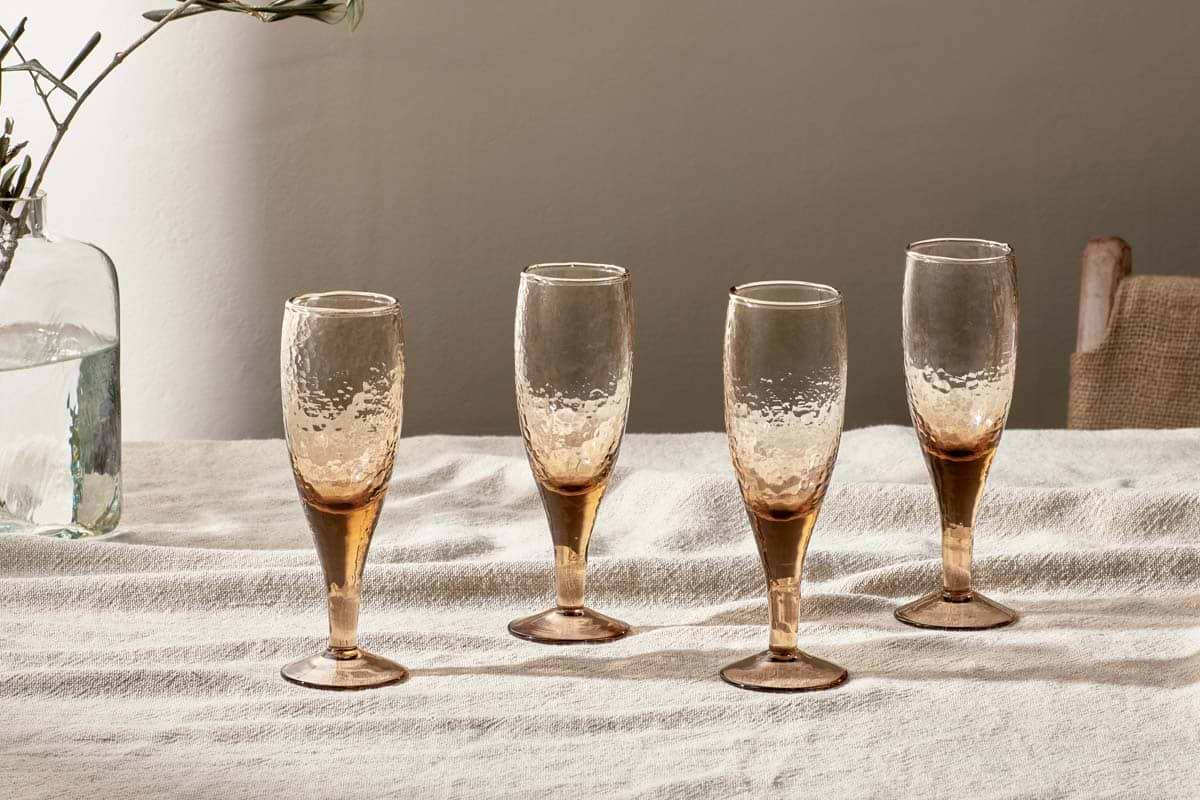 Yala Hammered Champagne Glass - Dusty Terracotta (Set of 4)-nkuku