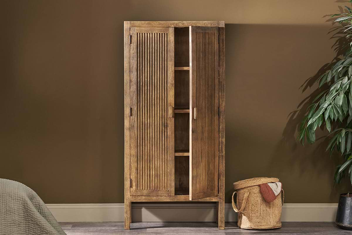 Yasha Reeded Mango Wood Cabinet-nkuku