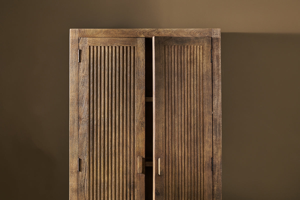 Yasha Reeded Mango Wood Cabinet-nkuku