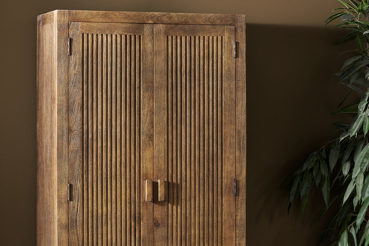 Yasha Reeded Mango Wood Cabinet-nkuku