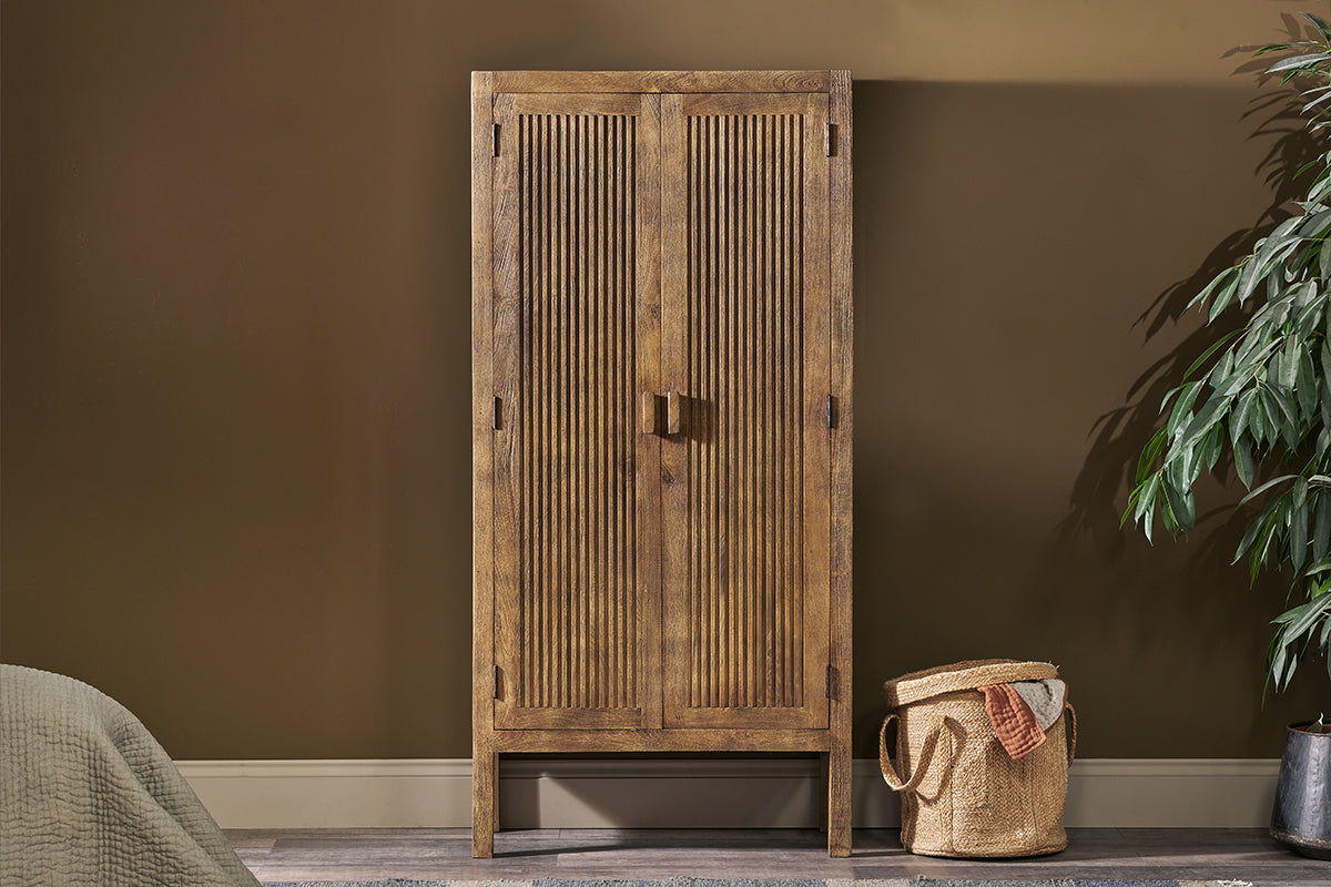 Yasha Reeded Mango Wood Cabinet-nkuku