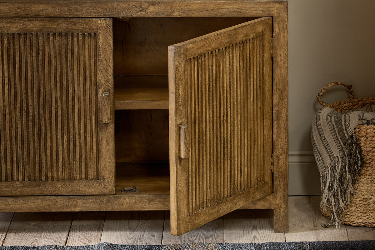 Yasha Reeded Mango Wood Sideboard-nkuku