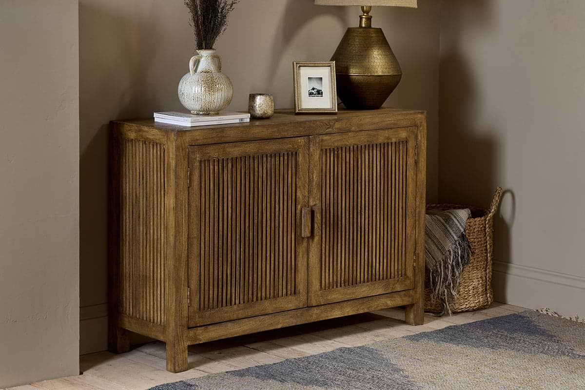 Yasha Reeded Mango Wood Sideboard-nkuku