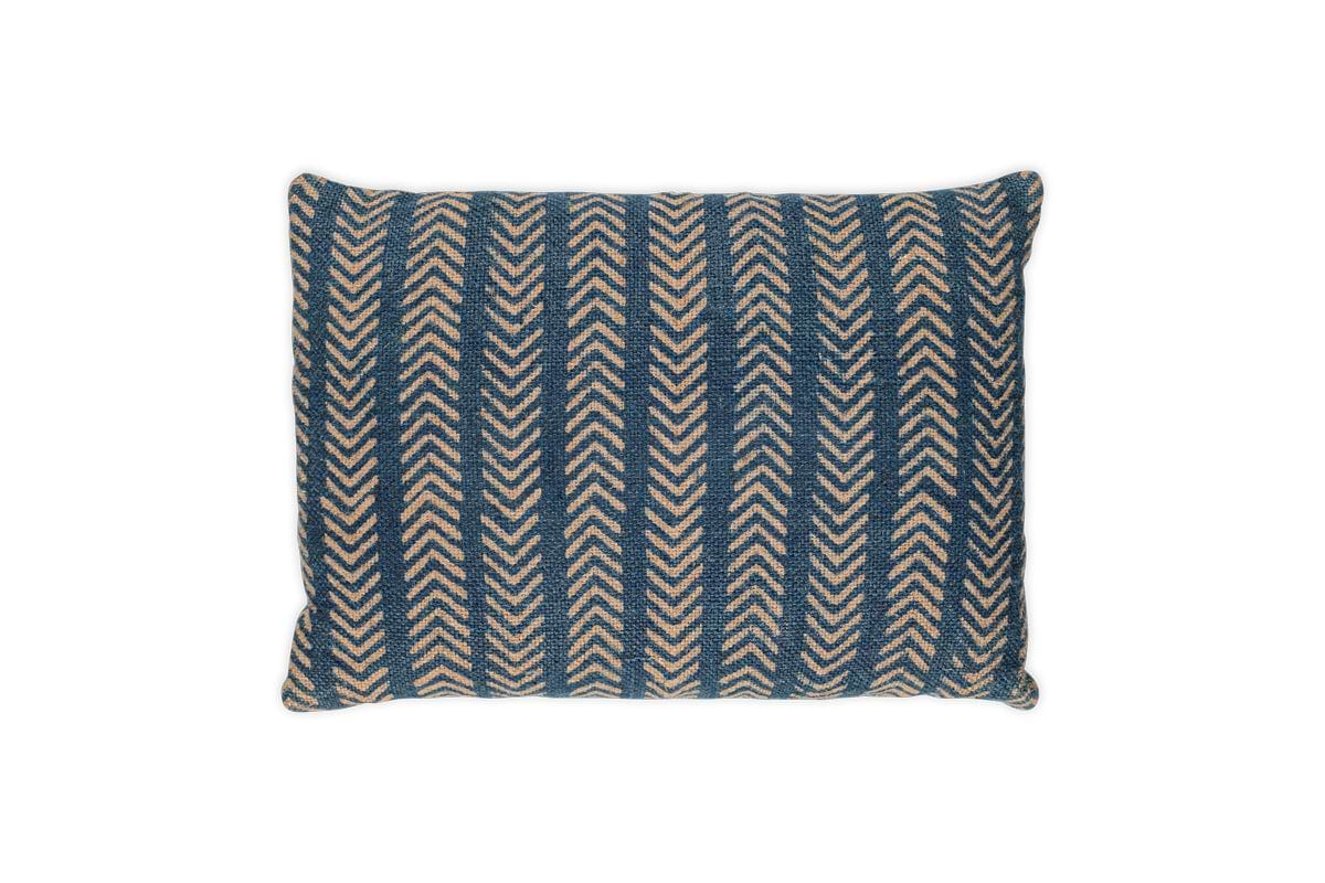 Yashmi Cushion Cover - Natural & Dark Blue - 60 x 40cm-nkuku