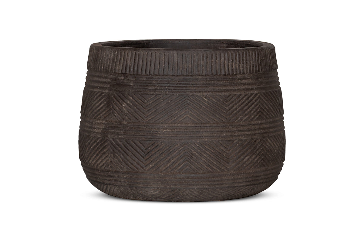 Zadie Terracotta Planter - Grey - Large-nkuku