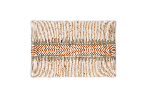 Zairya Jute & Cotton Cushion Cover - Natural & Rust