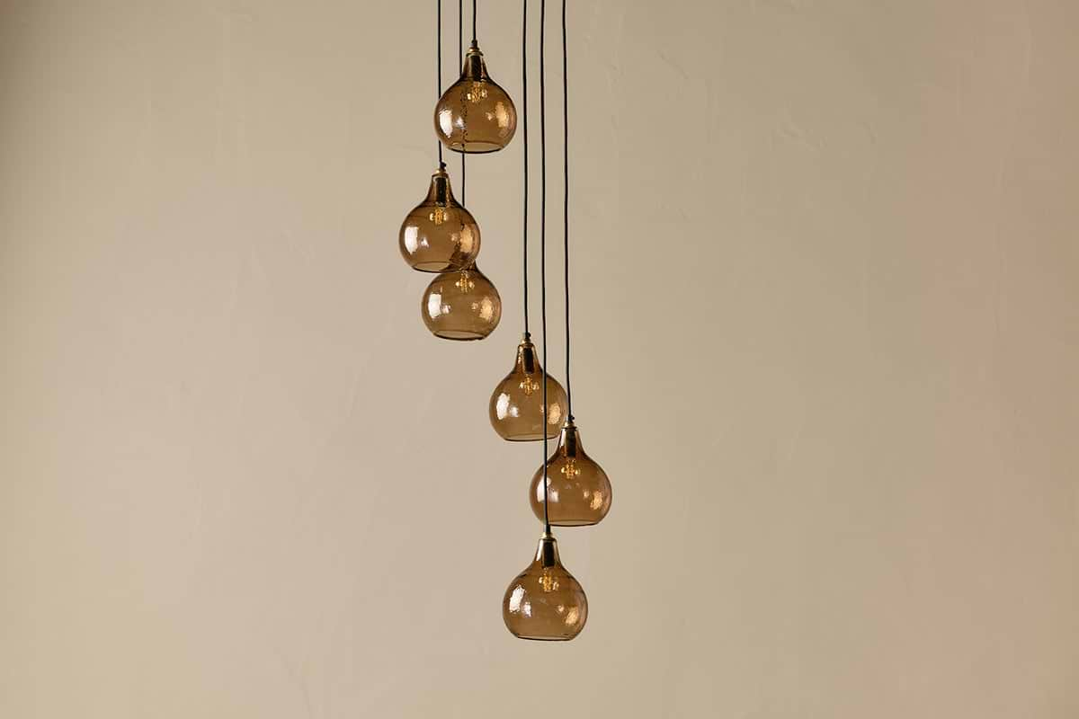 Ziva Statement Recycled Glass Cluster Pendant - Light Smoke Brown-nkuku