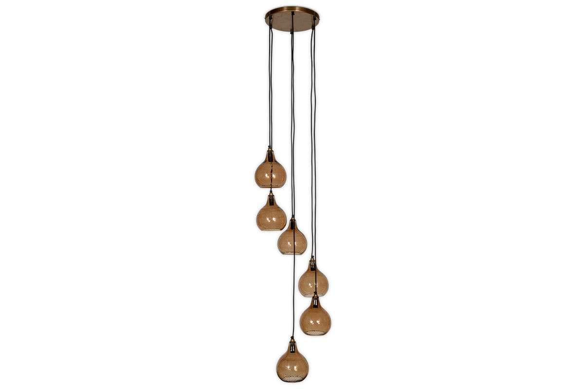 Ziva Statement Recycled Glass Cluster Pendant - Light Smoke Brown-nkuku