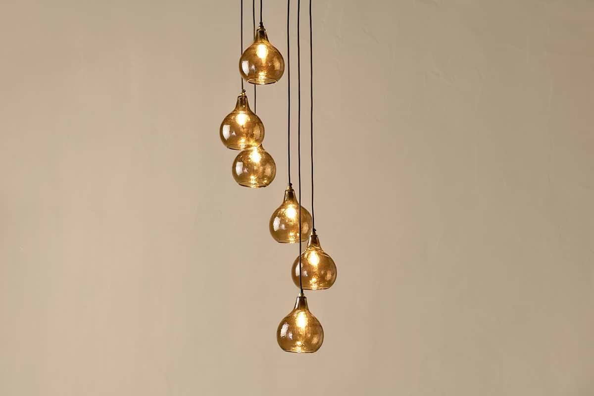 Ziva Statement Recycled Glass Cluster Pendant - Light Smoke Brown-nkuku