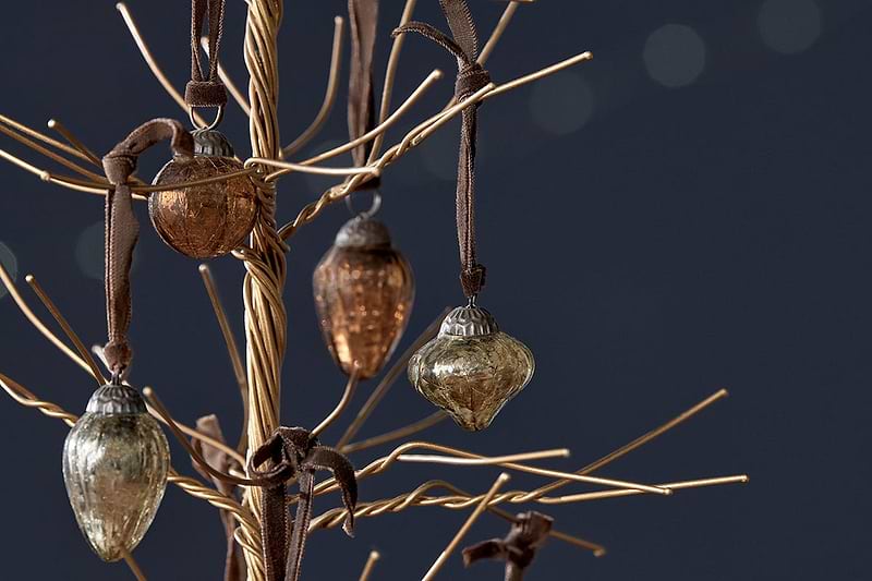 nkuku CHRISTMAS DECORATIONS Adisa Bauble Jar - Antique Gold & Rust (Set of 16)