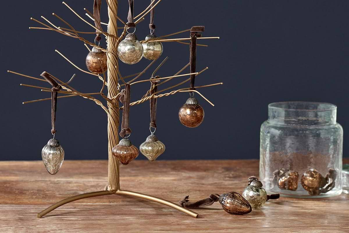 nkuku CHRISTMAS DECORATIONS Adisa Bauble Jar - Antique Gold & Rust (Set of 16)