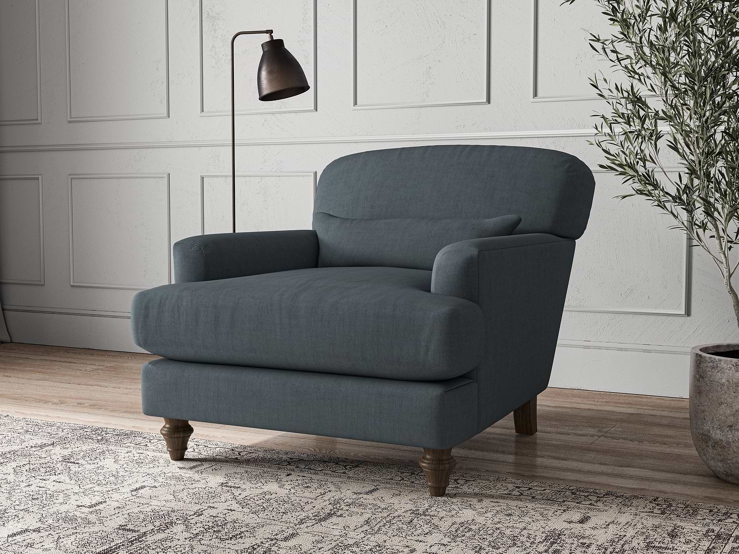 Nkuku MAKE TO ORDER Deni Armchair - Brera Linen Dusk