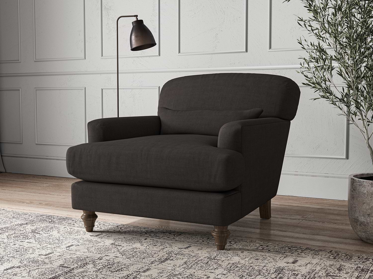 Nkuku MAKE TO ORDER Deni Armchair - Brera Linen Espresso