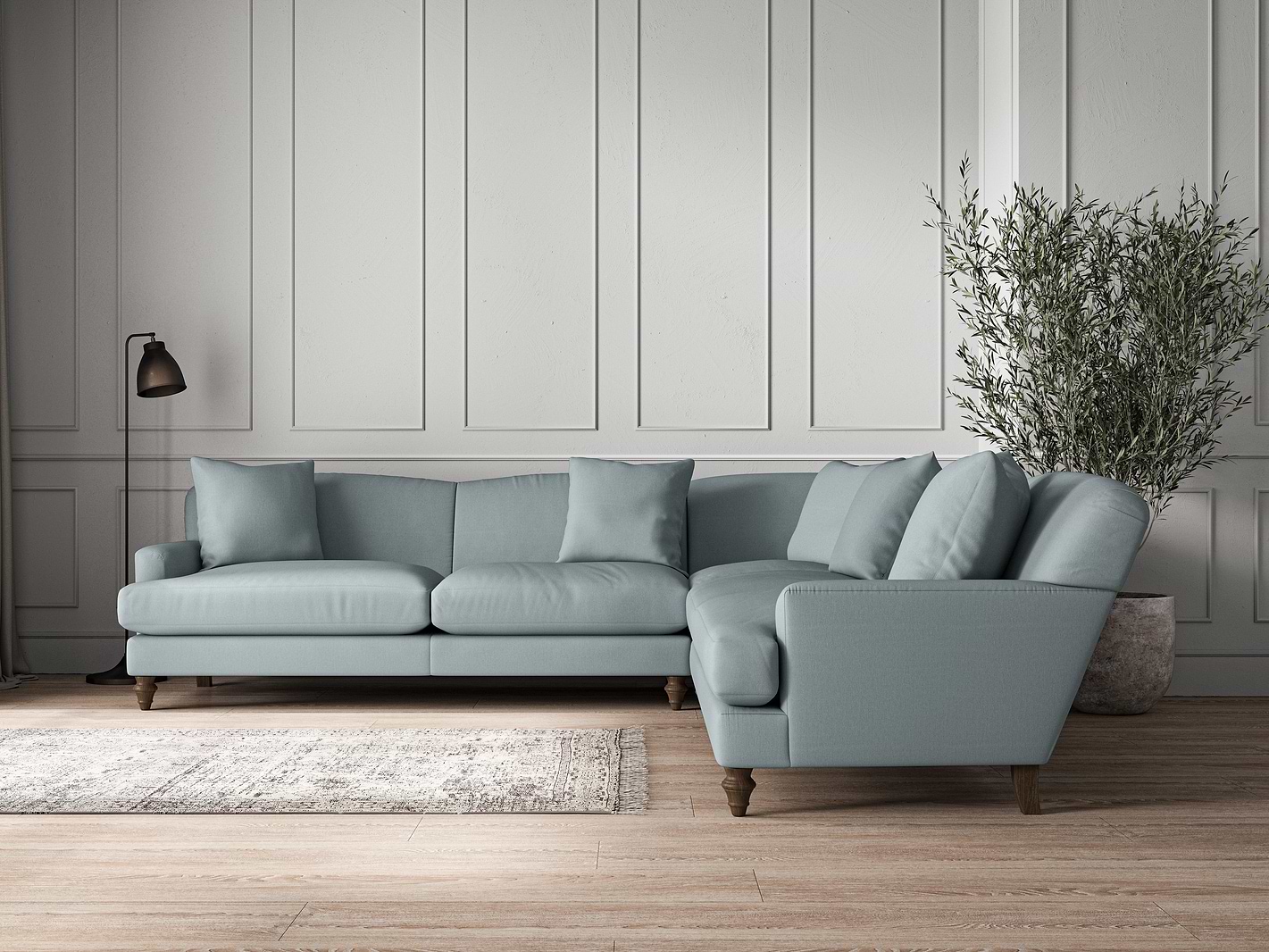 Deni Grand Corner Sofa Recycled Cotton Horizon Nkuku