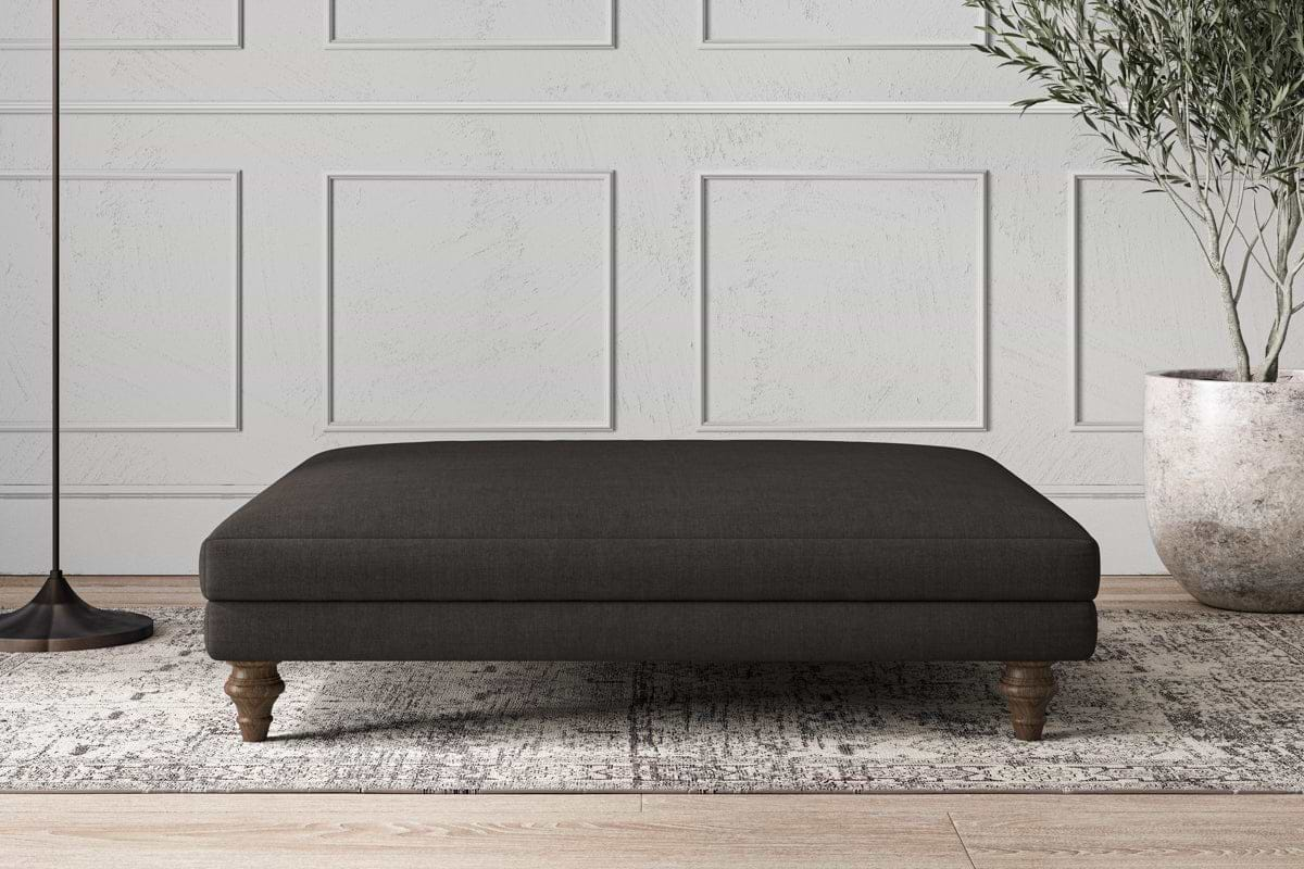 Nkuku MAKE TO ORDER Deni Grand Footstool - Brera Linen Espresso