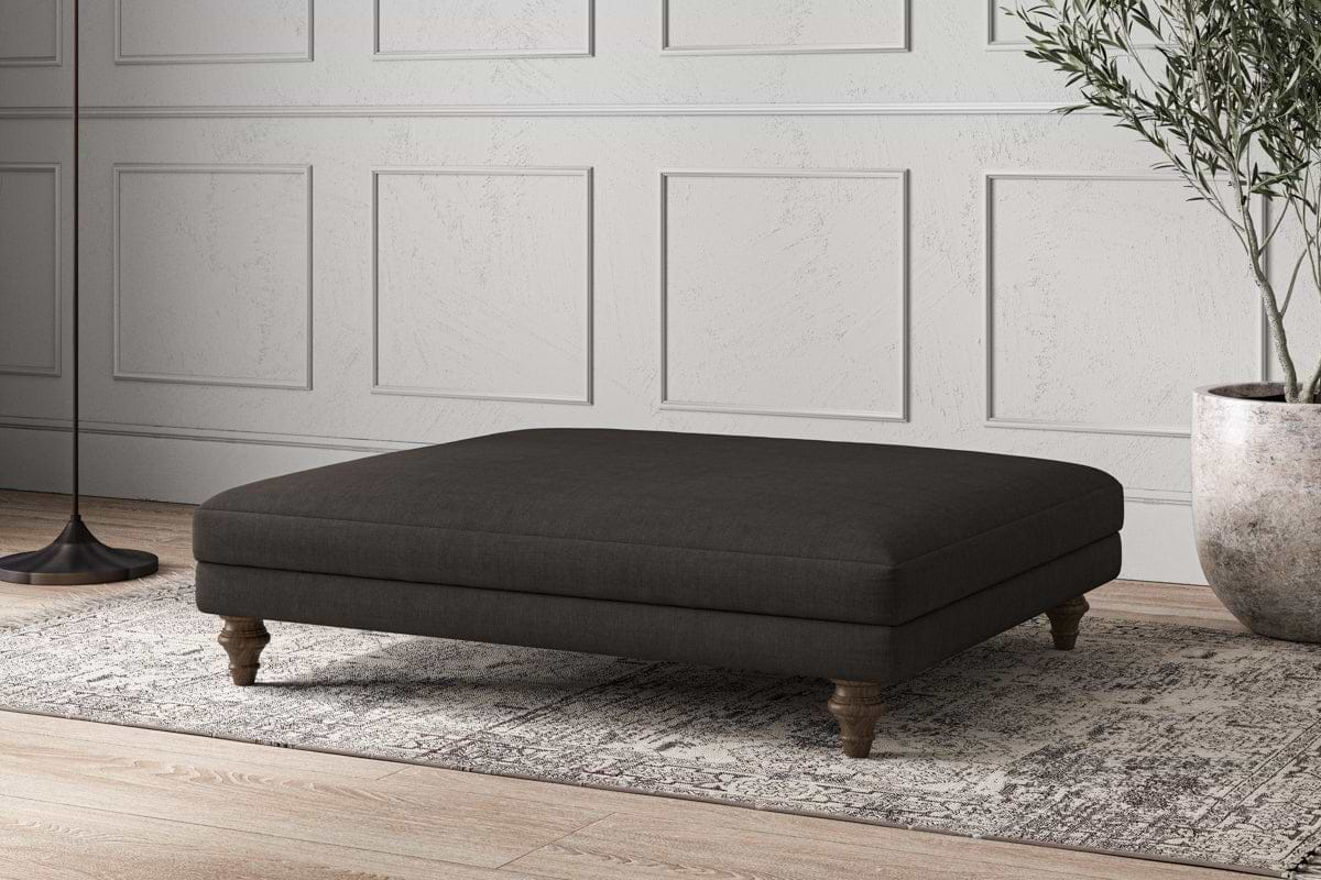 Nkuku MAKE TO ORDER Deni Grand Footstool - Brera Linen Espresso