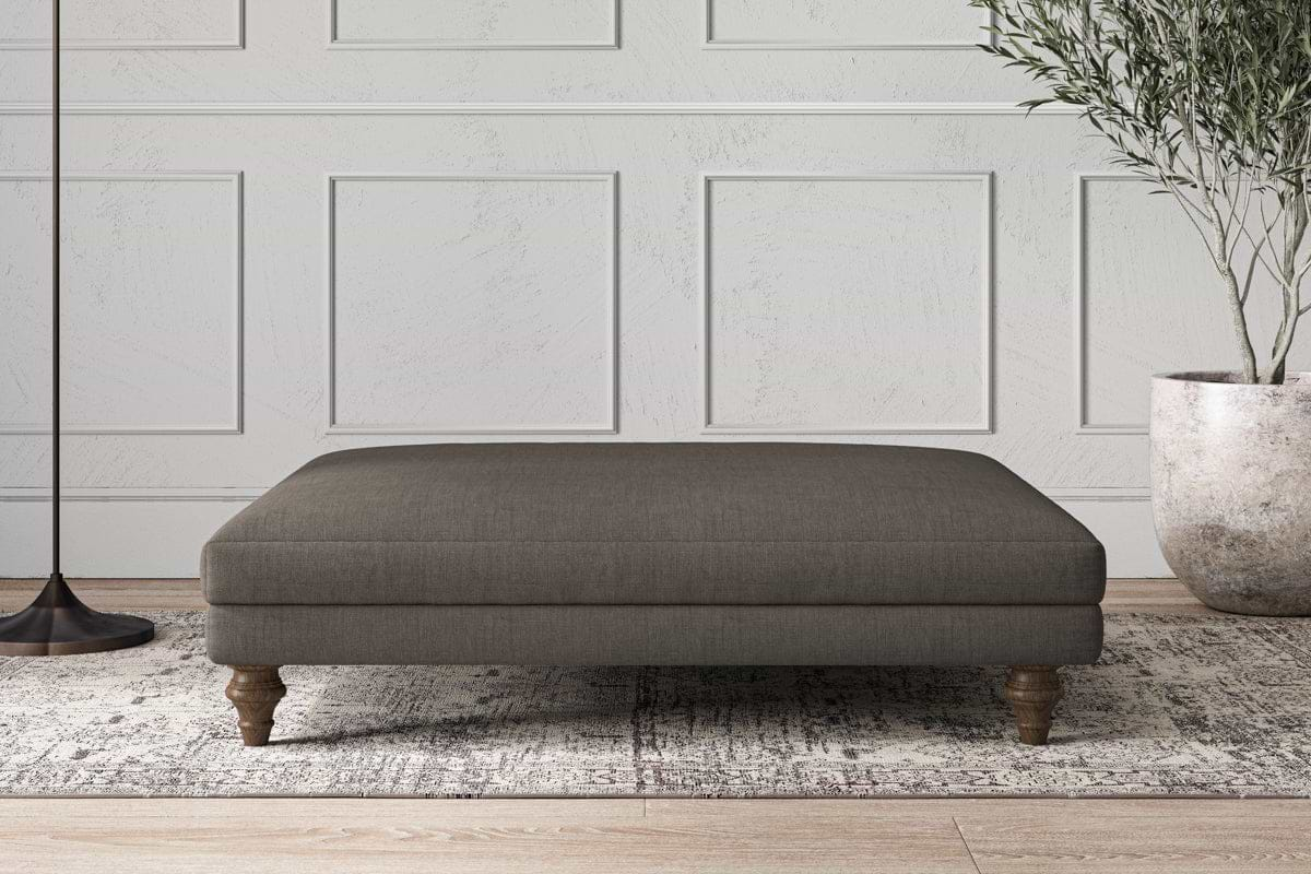 Nkuku MAKE TO ORDER Deni Grand Footstool - Brera Linen Granite