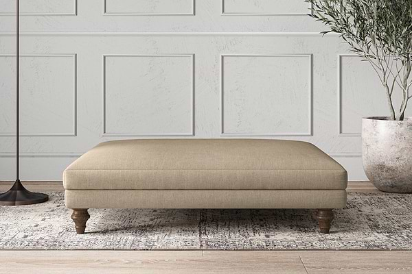 Nkuku MAKE TO ORDER Deni Grand Footstool - Brera Linen Pebble