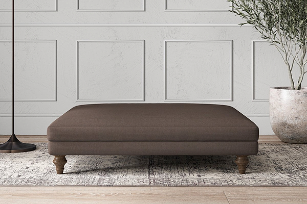 Nkuku MAKE TO ORDER Deni Grand Footstool - Recycled Cotton Mocha