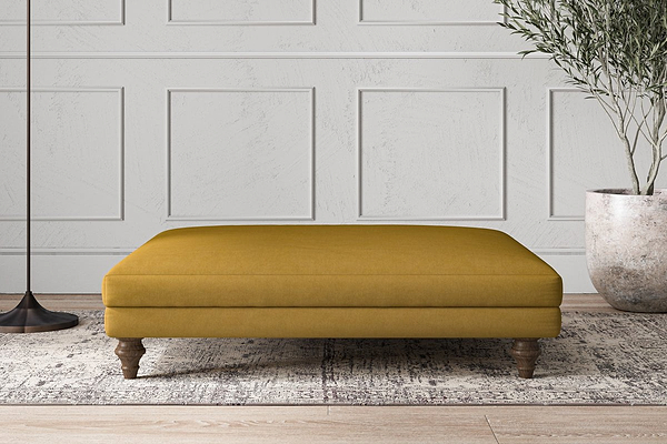 Nkuku MAKE TO ORDER Deni Grand Footstool - Recycled Cotton Ochre