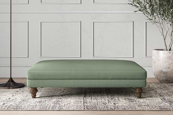 Nkuku MAKE TO ORDER Deni Large Footstool - Brera Linen Jade