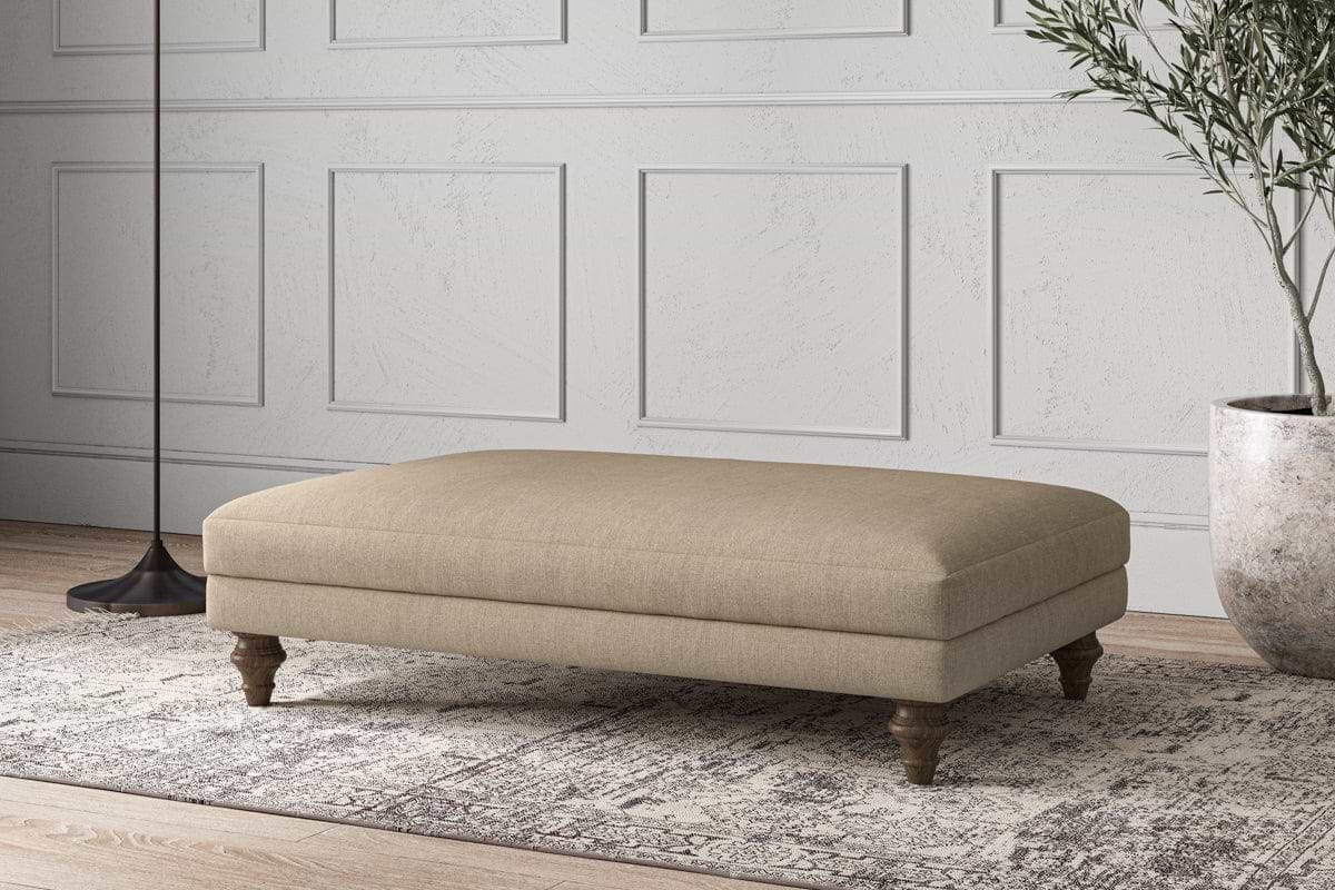 Nkuku MAKE TO ORDER Deni Large Footstool - Brera Linen Pebble