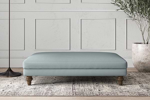 Nkuku MAKE TO ORDER Deni Large Footstool - Recycled Cotton Horizon