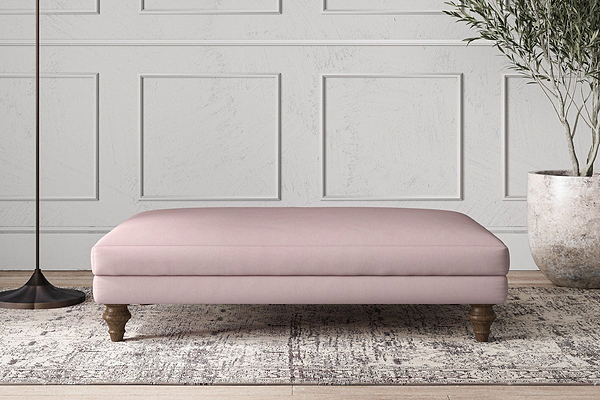 Nkuku MAKE TO ORDER Deni Large Footstool - Recycled Cotton Lavender