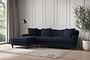 Nkuku MAKE TO ORDER Deni Large Left Hand Chaise Sofa - Brera Linen Indigo