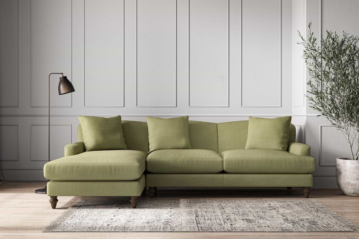 Nkuku MAKE TO ORDER Deni Large Left Hand Chaise Sofa - Brera Linen Sage